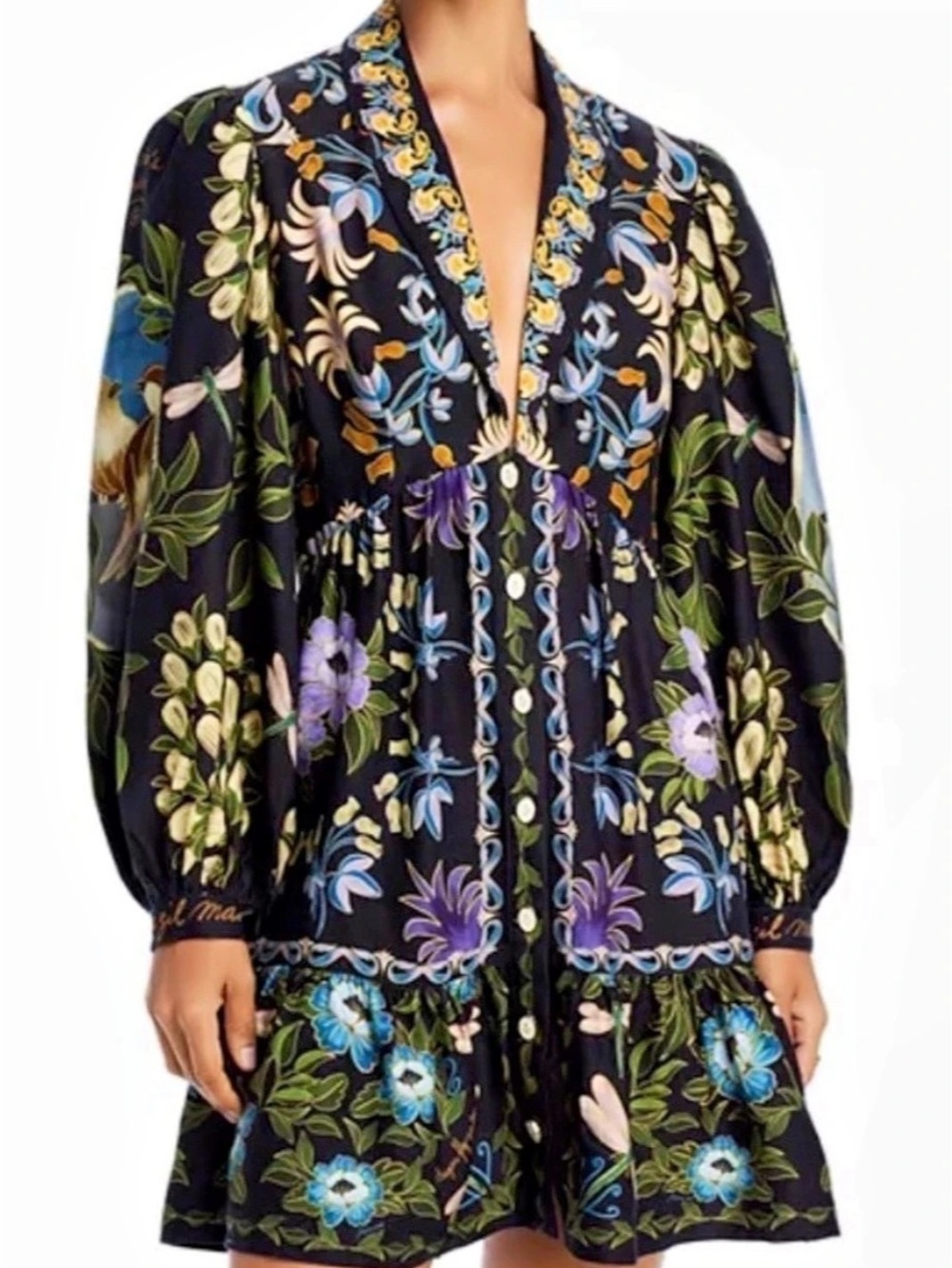 NWT Farm Rio Winter Garden Black Mini Dress